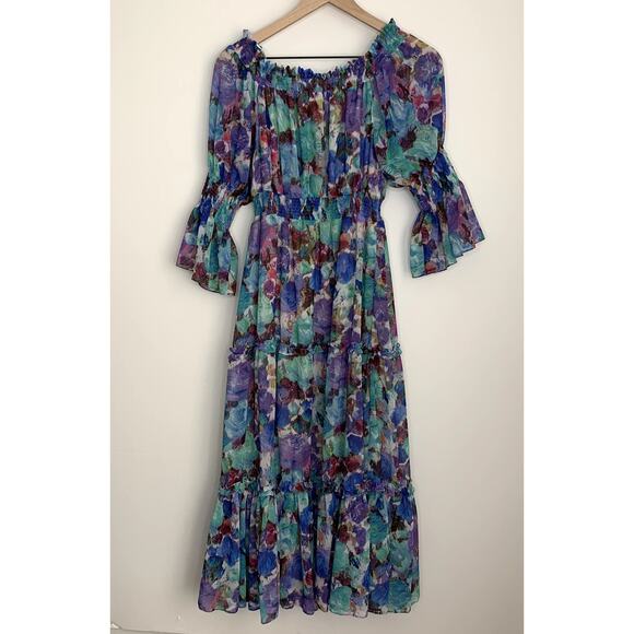 PatBo Blossom Off The Shoulder Dress Violet Womens Small New with Tags - Picture 4 of 16